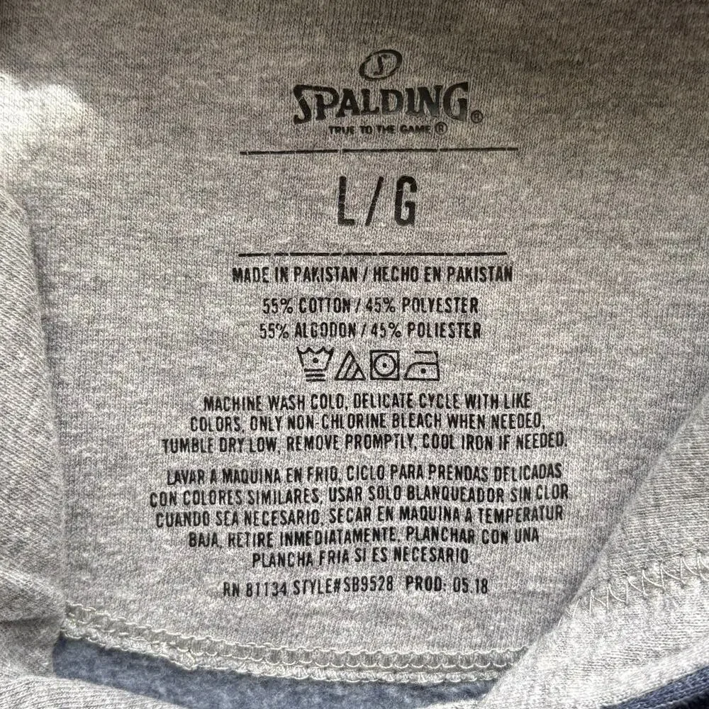 Spalding Blue Heathered Pullover Drawstring Hoodie Size Large